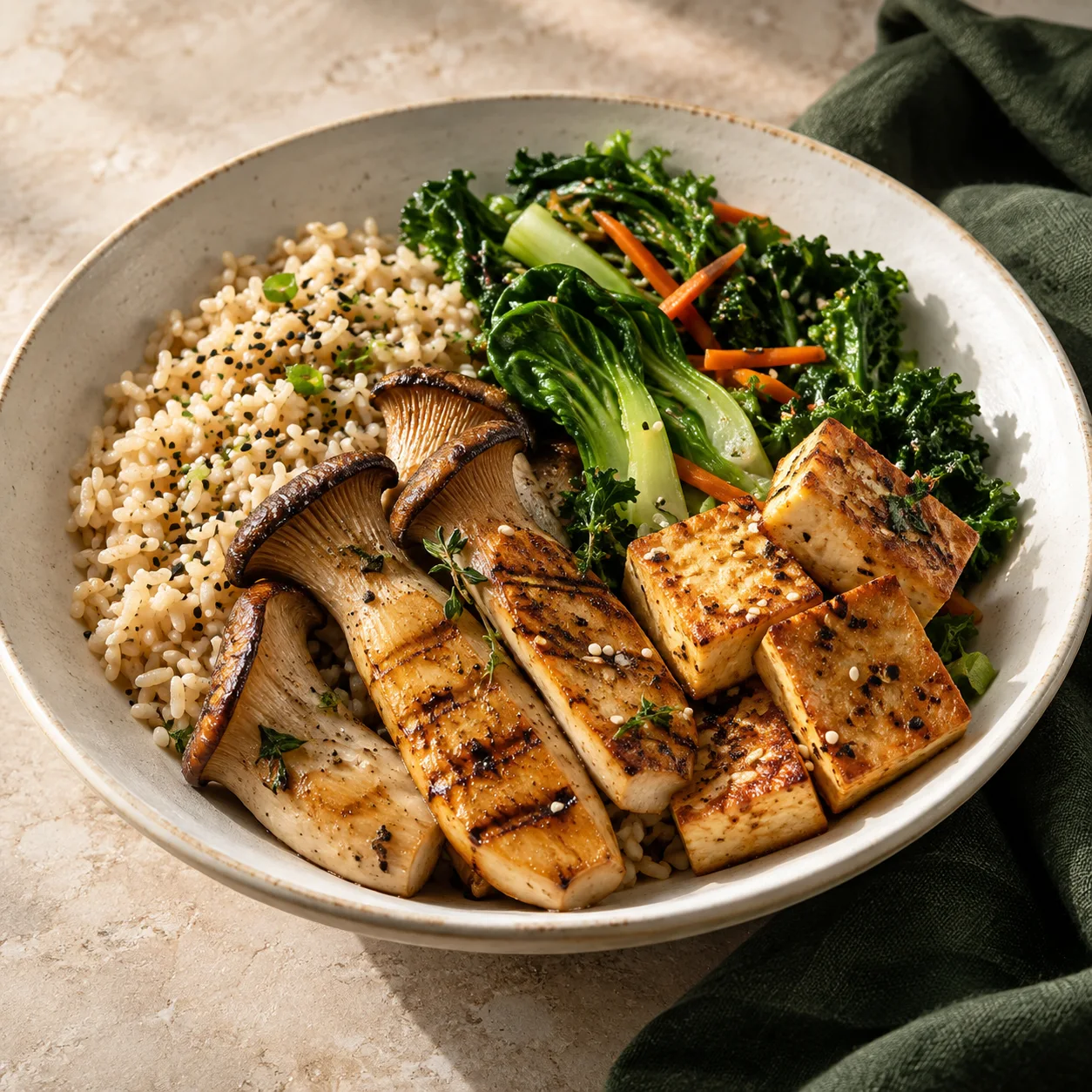 King oyster mushrooms & tofu